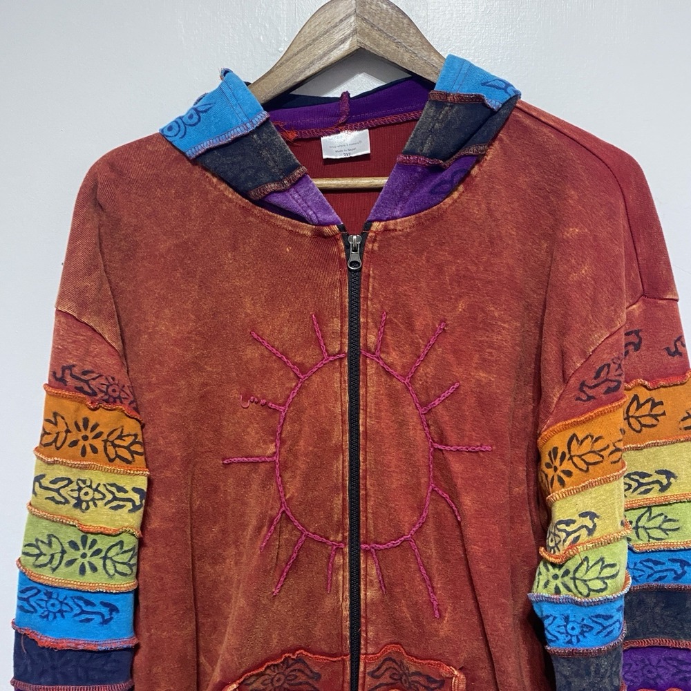 Greater Good Sweatshirt Womens 3XL Colorful Embroidery Rainbow Hippie Festival - Picture 2 of 10